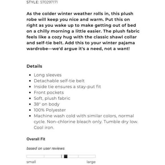 Soma Women's Plush Red Robe Soft Thick with Pockets - Fits L-XL - Picture 2 of 6